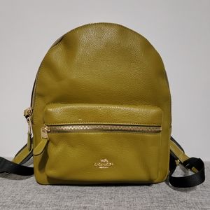 Coach Green Citron Leather Medium Charlie Backpack